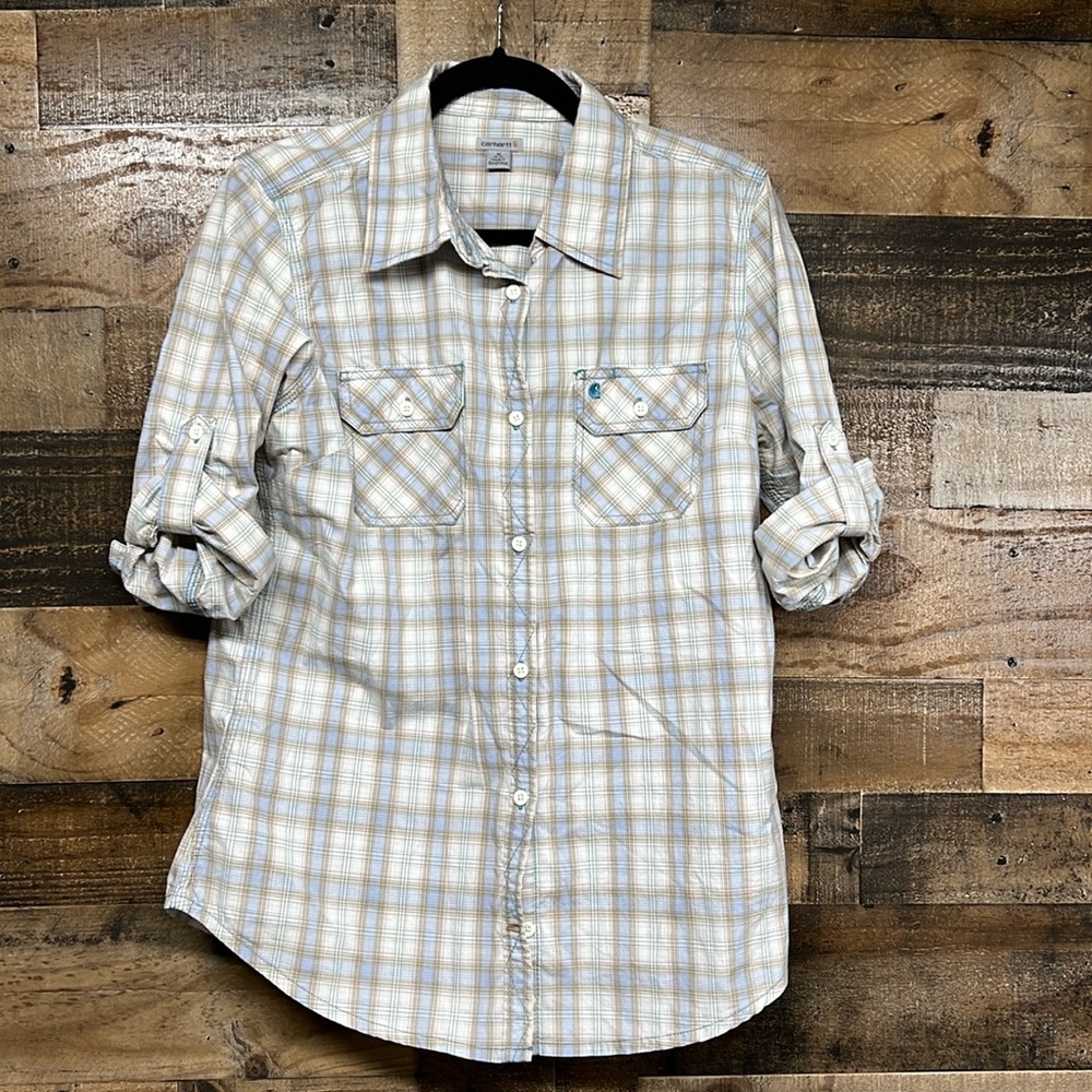 Carhartt Plaid Long Sleeve Shirt Women's Size M 8-10
